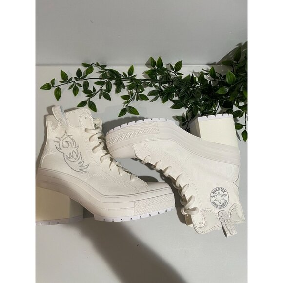 CONVERSE Chuck 70 De Luxe Heel Western Hi Platform A10335C Size Women’s 10.5 Whi - Picture 12 of 16